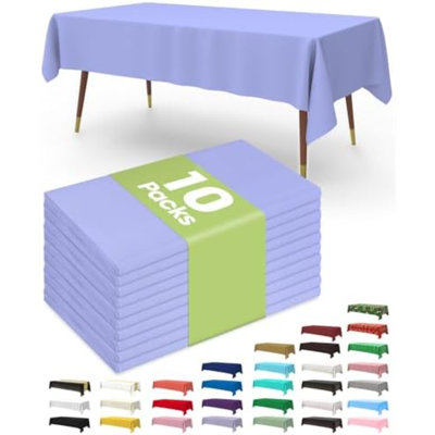 Plastic Table Cloth Disposable 10 Pack, 54 x 108 Inch, Lavender