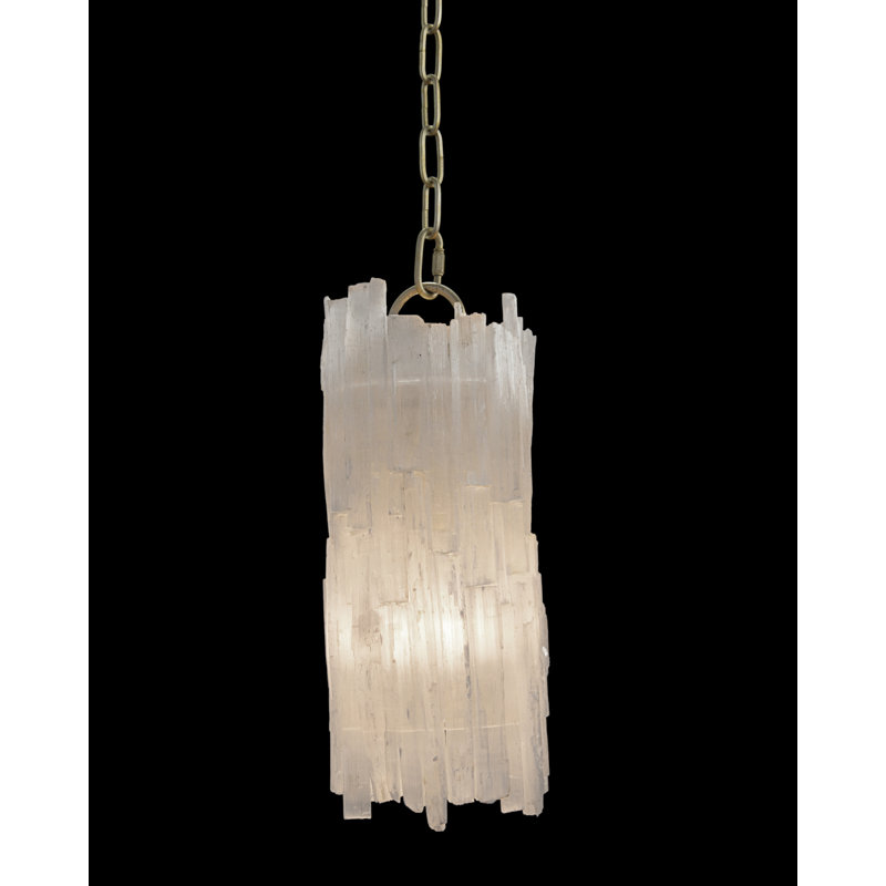 Mini Silver Crystal Pendant Light with Selenite Shade