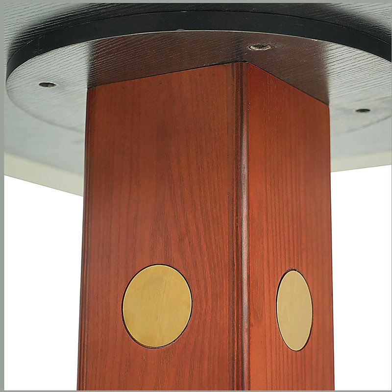 33.5" Sintered Stone Table with Wooden Leg & Gold Base, Modern Round Dining Table