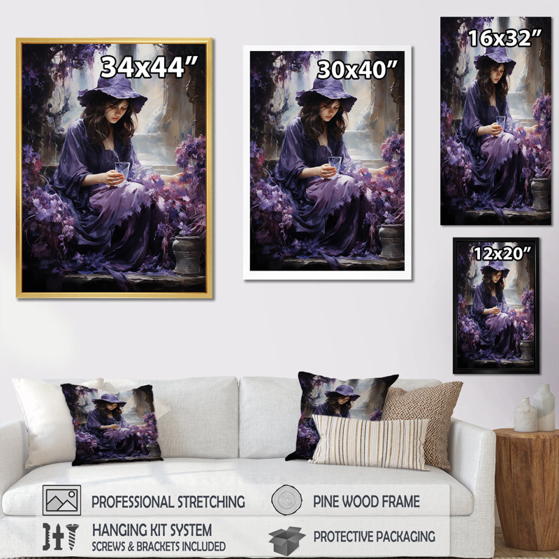 " Wisteria Witch ", 32" H x 24" W x 1" D, Wrapped Canvas