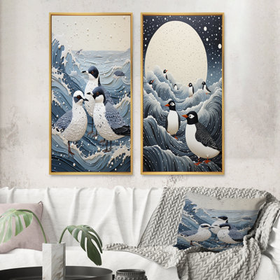 Beach Seagulls Haven Pointillism "Beach Seagulls Haven Pointillism" 2 - pièces sur