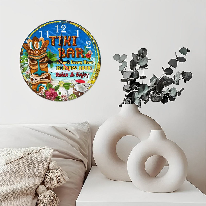 Horloge murale en bois 10 po, mouvement silencieux, à piles (piles AA non incluses), décor artistique, parfait pour les décorations