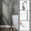Robinet de baignoire autoportant monocommande à fixation au sol avec douche à main-63530789