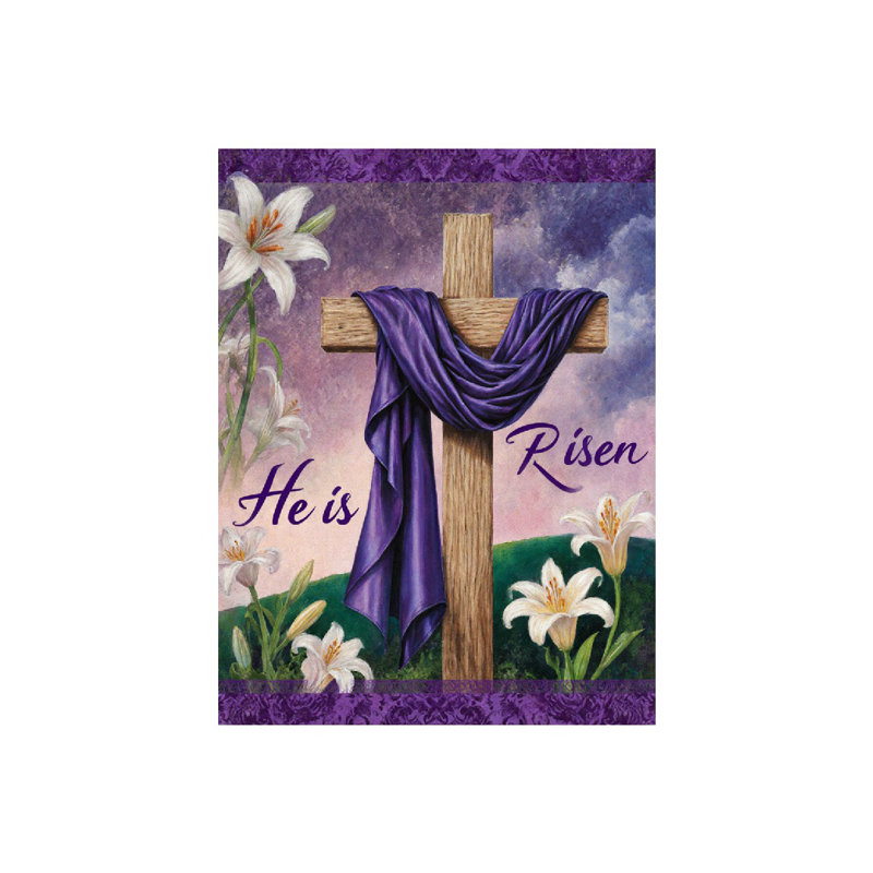 Drapeau de la croix de Lily, 70 x 47 pouces, pour la décoration saisonnière 、 Home Decor, Résille mauve / blanche / brune