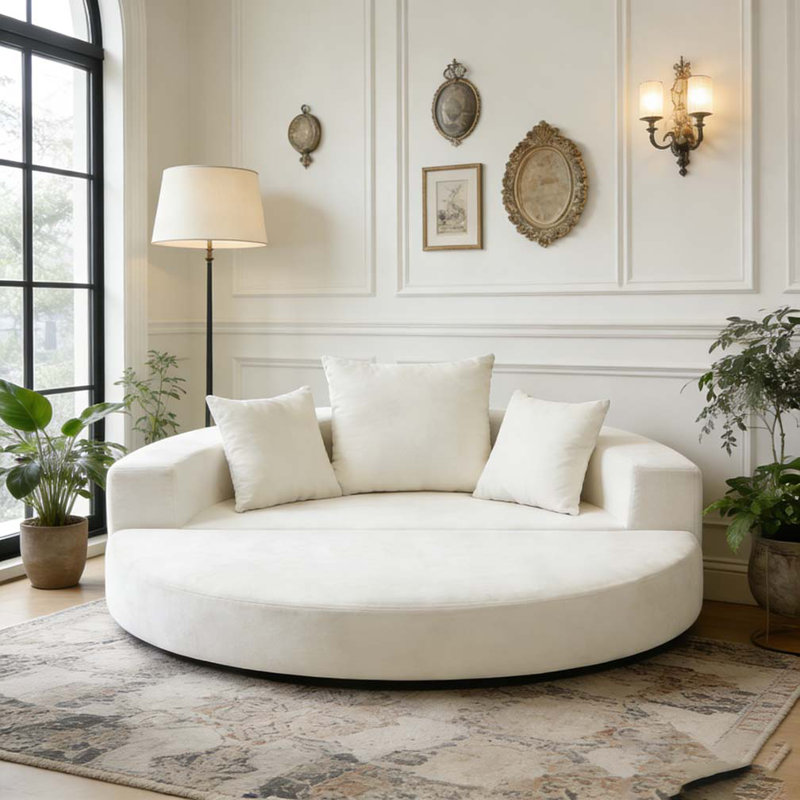 Convertible sofa couch bed,multi-functional,circular bed,adjustable Futon sofa, Beige