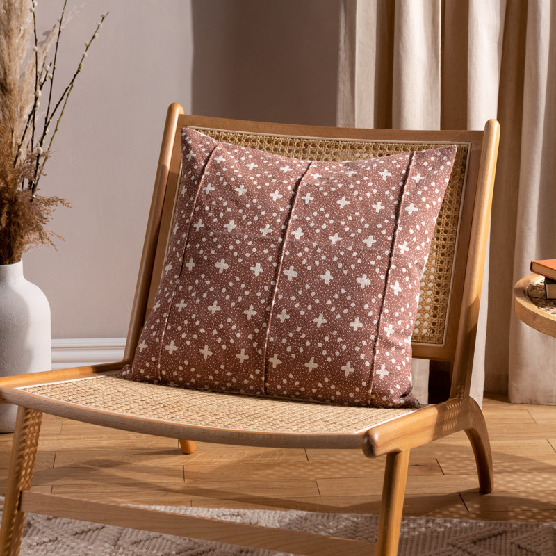 Helm Polka Dots Square Throw Cushion, Pecan