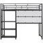 Lit mezzanine simple avec bureau et tableau blanc, structure en métal, noir, 3 tablettes, monté noir et pour une utilisation régulière-1289389862-1289389881