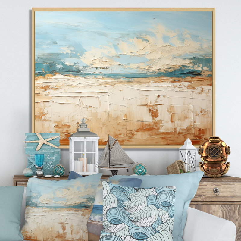 Coastal Beach Sand Whispers I - Décoration murale plage côtière, H 30 po x l 40 po x P 1,5 po, Toile tendue