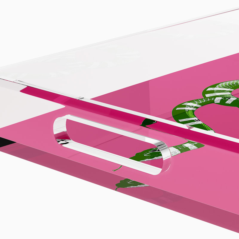 Serpent Acrylic Rectangle Decorative Tray, Raspberry, 17"W x 10.5"D x 2"H