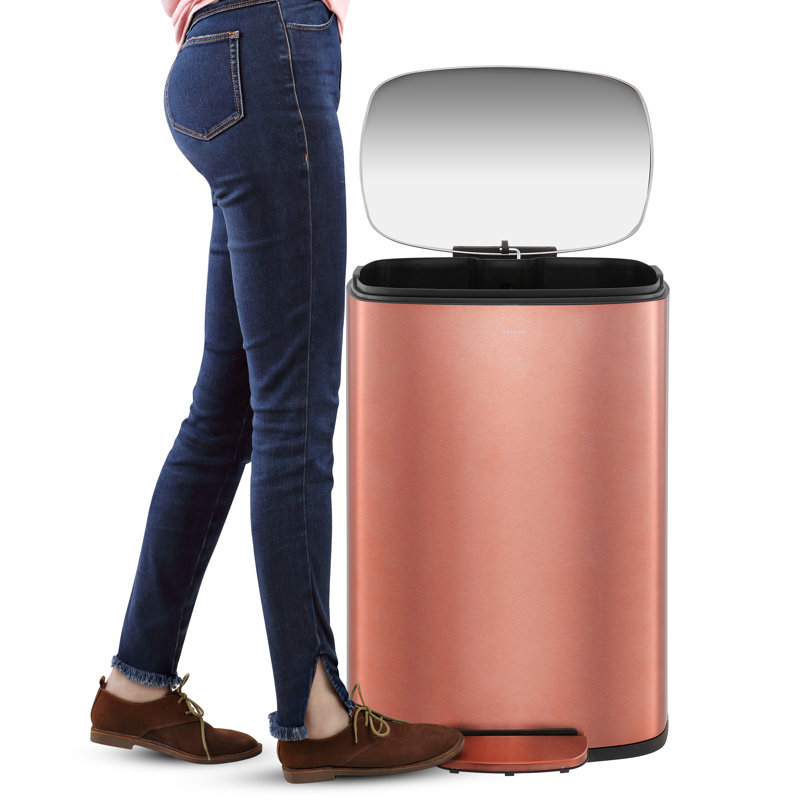 Steel Step On Kitchen Trash Can - 13.2 Gallons, Rose Gold