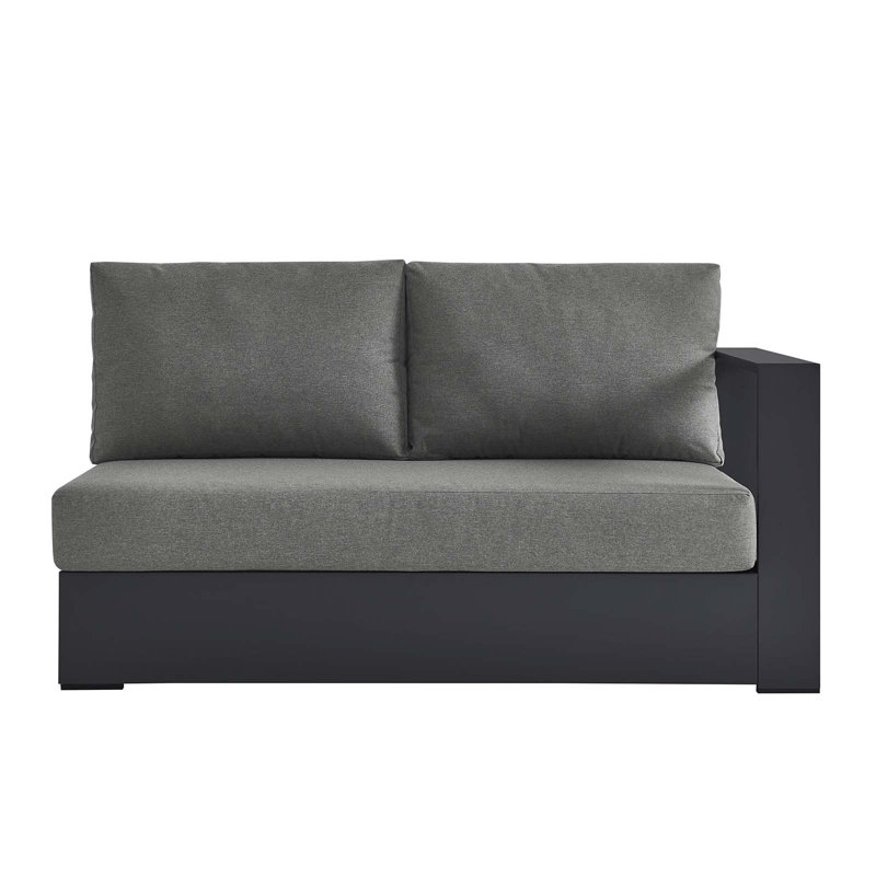 Modway Tahoe Outdoor Patio Powder-Coated Aluminum Modular Left-Facing Loveseat, Right Hand Facing, Charcoal