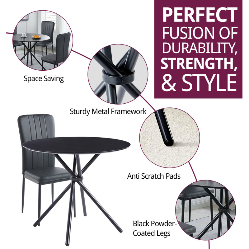 Rostin 4 - Person Dining Set, Black