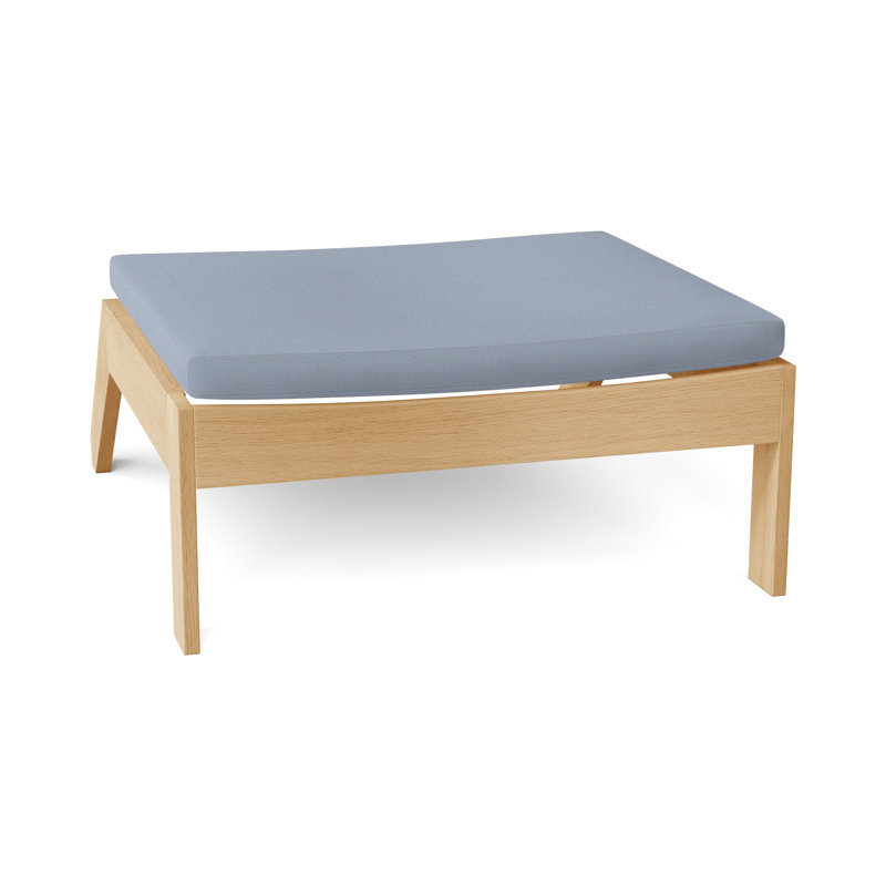 Repose-pieds Ashland Teak Adirondack - Teck naturel, Pas de soudure, Teck naturel, Sunbrella® ‑ Arbor Chambray colombe