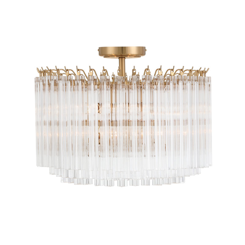 Huntsberry 5 Light Polished Semi Flush Mount, Gold