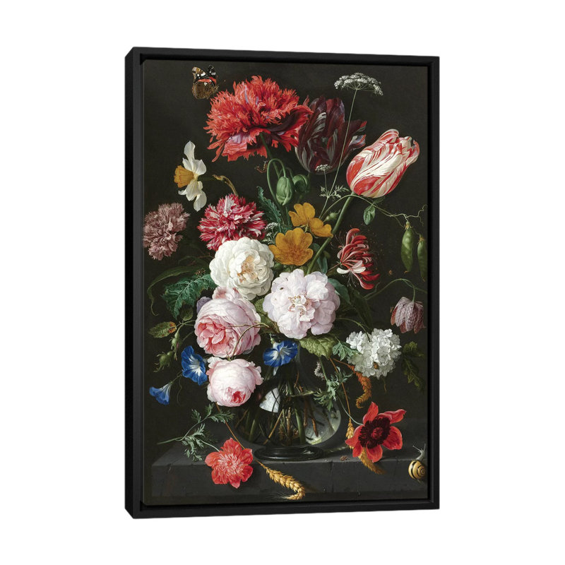 « fleurs xviii », impression sur toile, H 26 po x l 18 po x P 1,5 po, Toile avec cadre noir, Pas de tapis