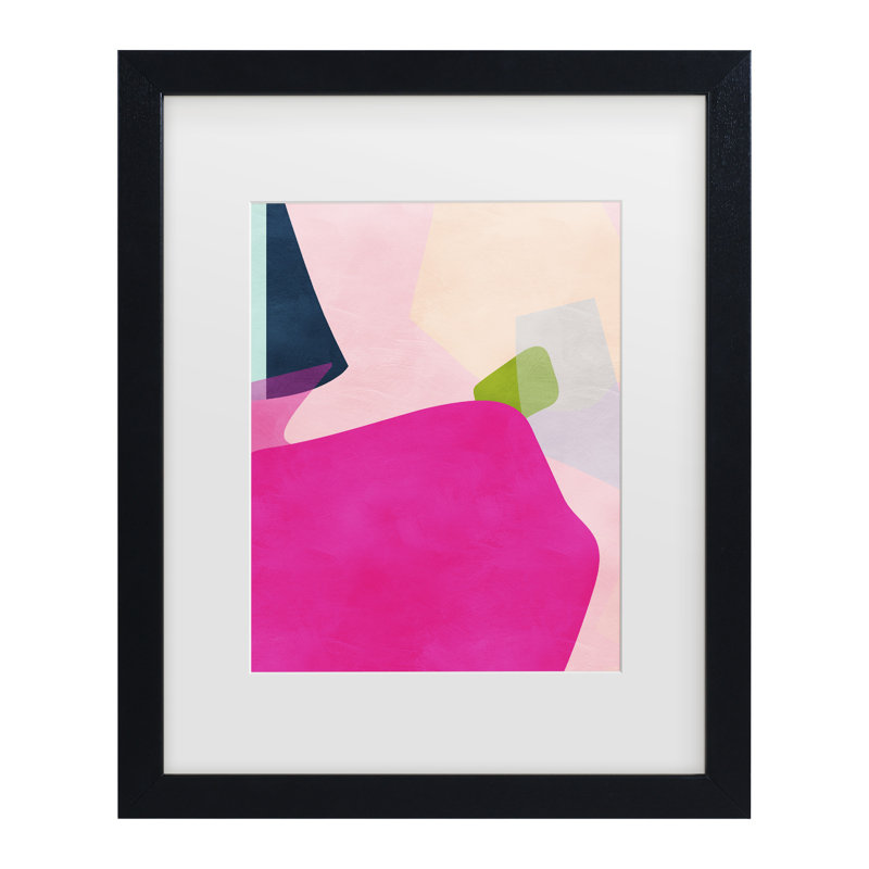 Art encadré en forme de pastel rose Ana Rut Bre, H 13 po x l 16 po, Cadre noir