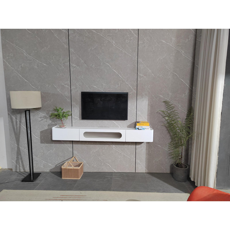55-inch Floating Tv Stand, Wall-mounted, Fully Assembled,for Tvs Up To 60", High Gloss, 8.5"H x 55"L x 9.5"W