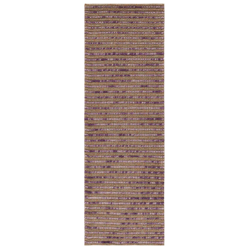 Ferrera Abstract Hand-Knotted Purple/Beige/Orange Area Rug, Runner 2'6" x 8'
