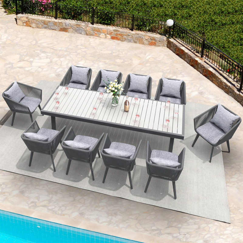 Ensemble repas 11 pièces pour patio extérieur