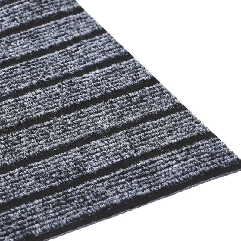Runner Rug Hallway Non Slip Rubber Back Custom Size As Carpet Doormat Throw Rug Grey Striped_1, Runner 6' x 40'