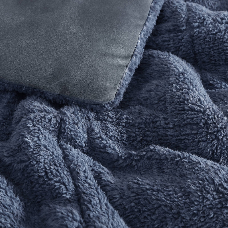 Ensemble d'édredon réversible en microsuède Eddie Bauer, Édredon double/grand et 2 taies décoratives, Bleu