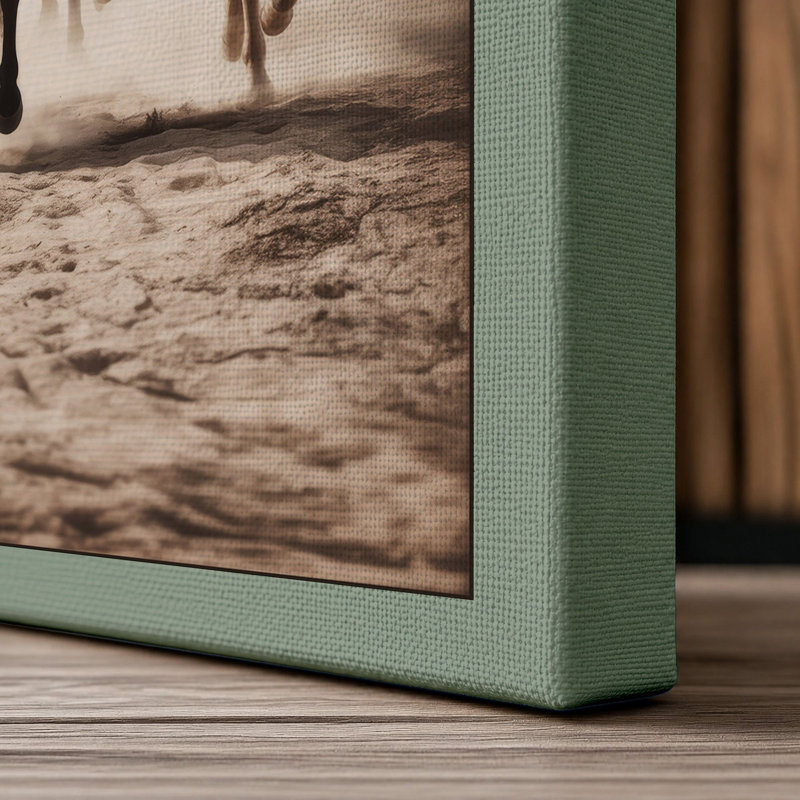 Horses in Mist Coastal - Wrapped Canvas, 30x20 - 76.2 x 50.8 cm, Sage Border