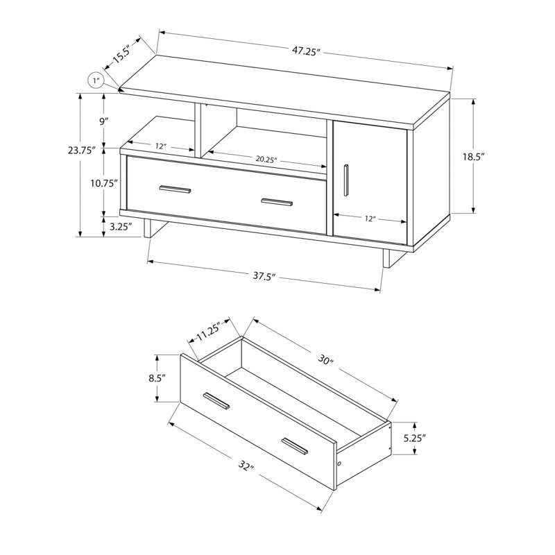 Meuble télé 48 po Console multimédia