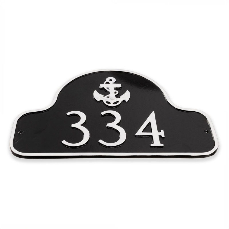 Anchor Arch Address Sign Plaque, Sea Blue / Gold
