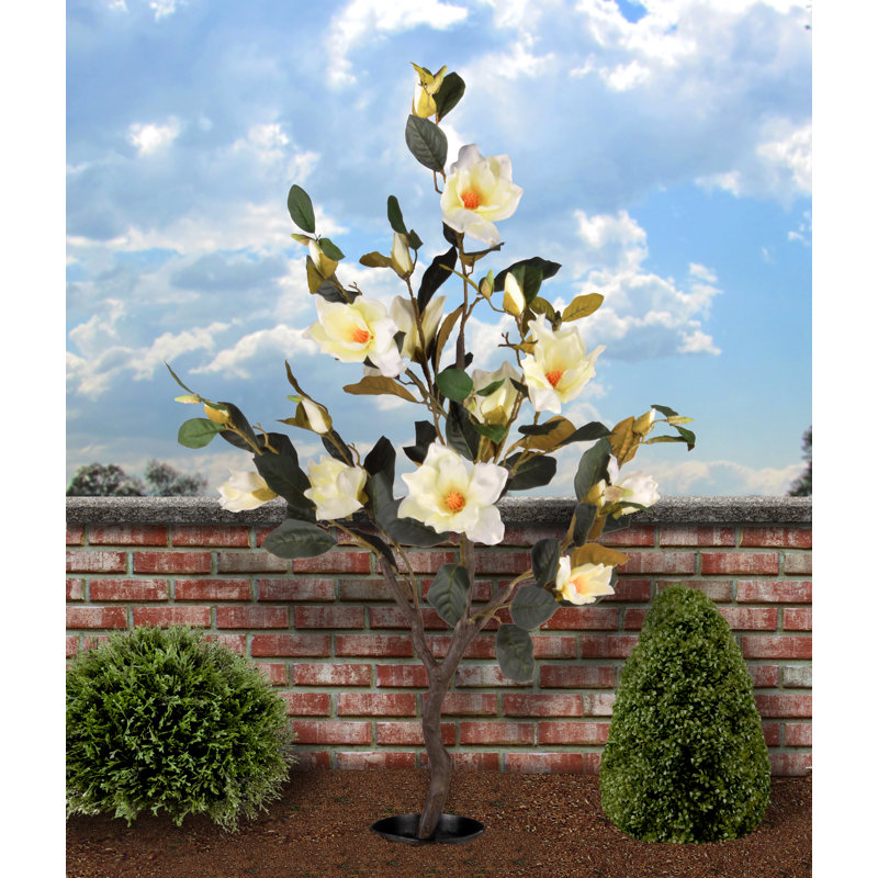 Magnolia artificiel 48 po en pot, Crème