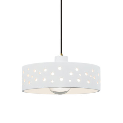 Luminaire suspendu 1 lumière Coady - Blanc brillant - Noir mat - DEL dédiée - Cordon noir