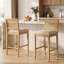 Ensemble de 2 tabourets de bar 26 po en rotin, ensemble de 2 chaises de style campagnard moderne pour îlot de cuisine, gris-586011419
