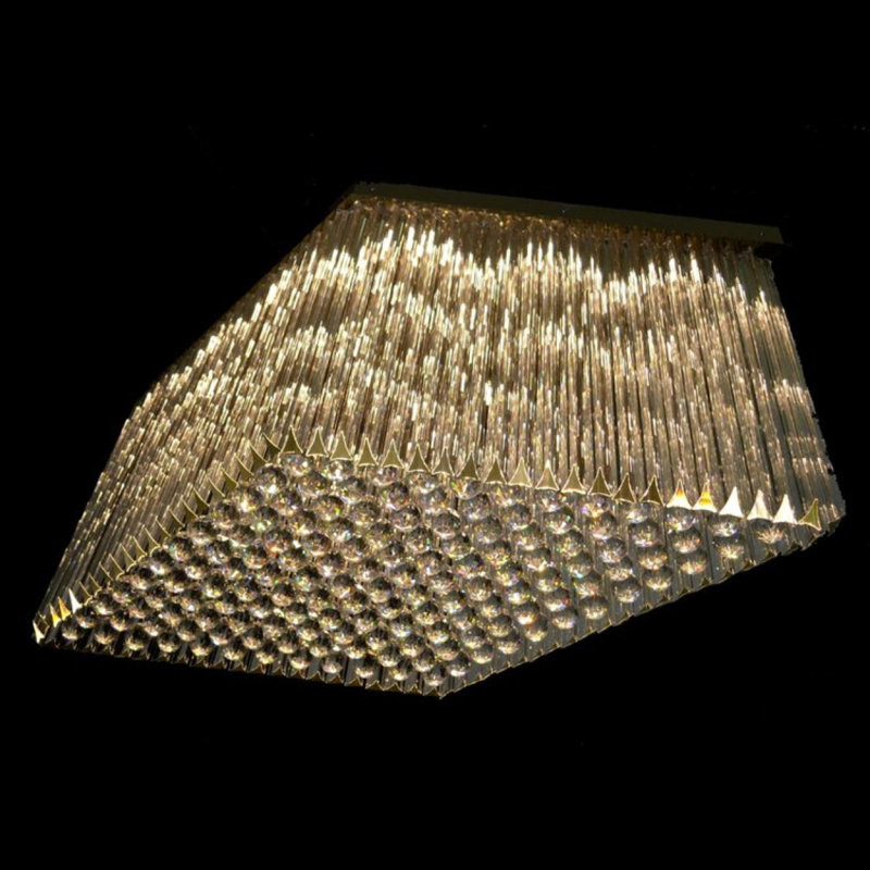 Lustre en cristal Murano Simplicity, Or mat, Givré, 29" Diameter x 14" Height