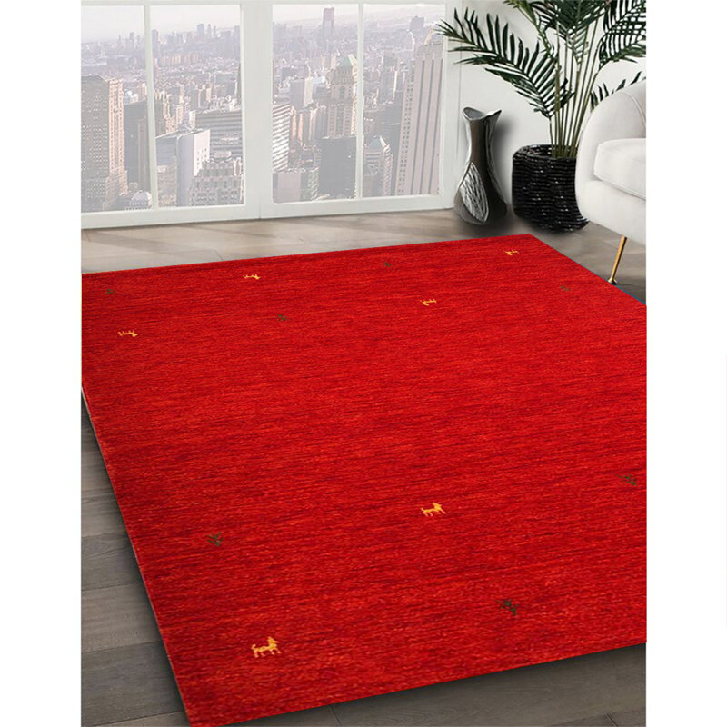Tapis de zone rouge contemporaine, Rectangle 7 pi x 10 pi
