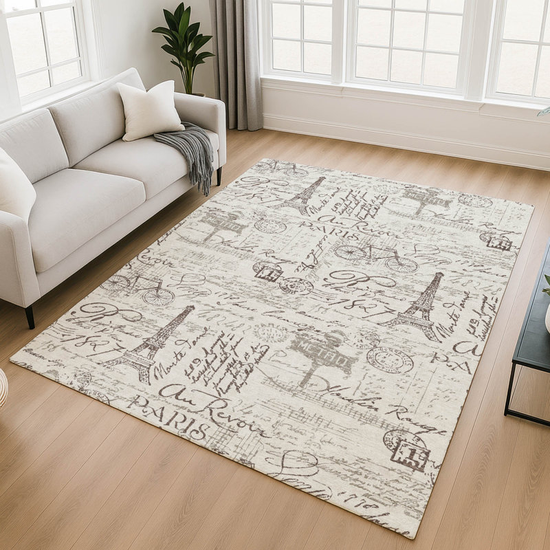 Premium Machine Washable Mayfield AMF2209 novelty Rug, Linen, 5' x 7'6"