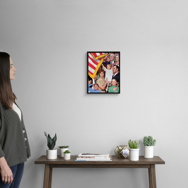«Salute The Flag», art mural sur toile, Cadre flottant noir, H 16 po x l 13 po x P 1,75 po