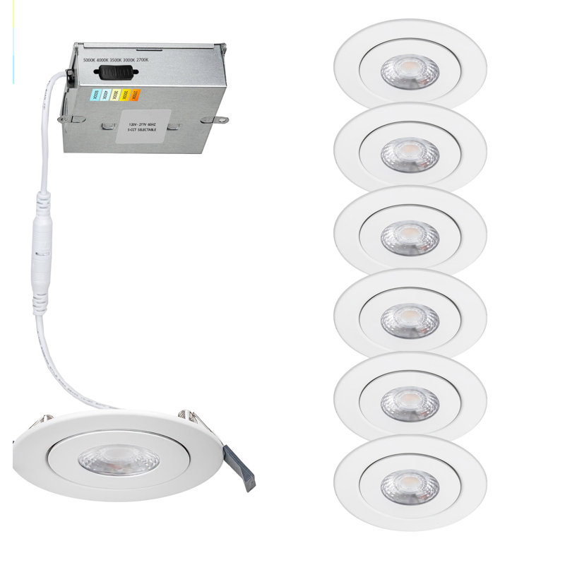 Lotos 4.5'' Selectable Color Temperature Dimmable Air-Tight IC Rated LED Canless Recessed Lighting Kit