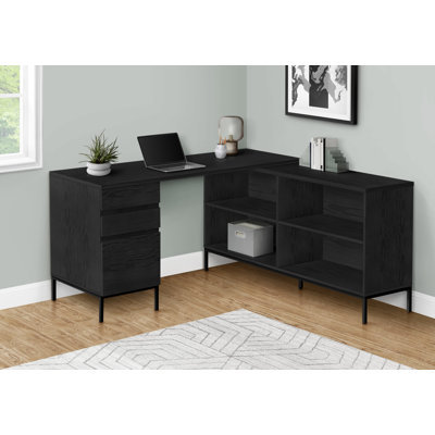 Computer Desk, Home Office, Corner, Storage Drawers, L Shape, Work, Laptop, Metal by Ebern Designs