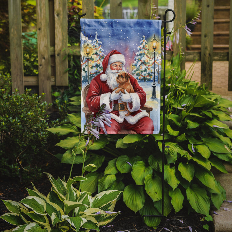 Griffon de Bruxelles avec le drapeau du jardin du Père Noël, Taille du jardin, Griffon bruxellois