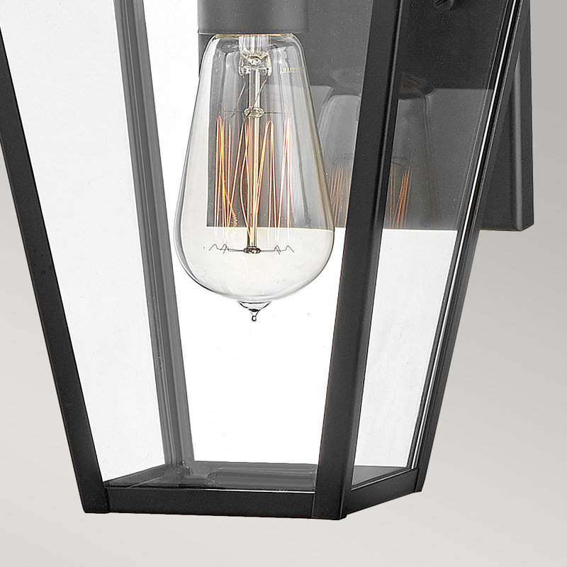 Fatma 36.8cm H Clear Glass Outdoor Wall Lantern, Black