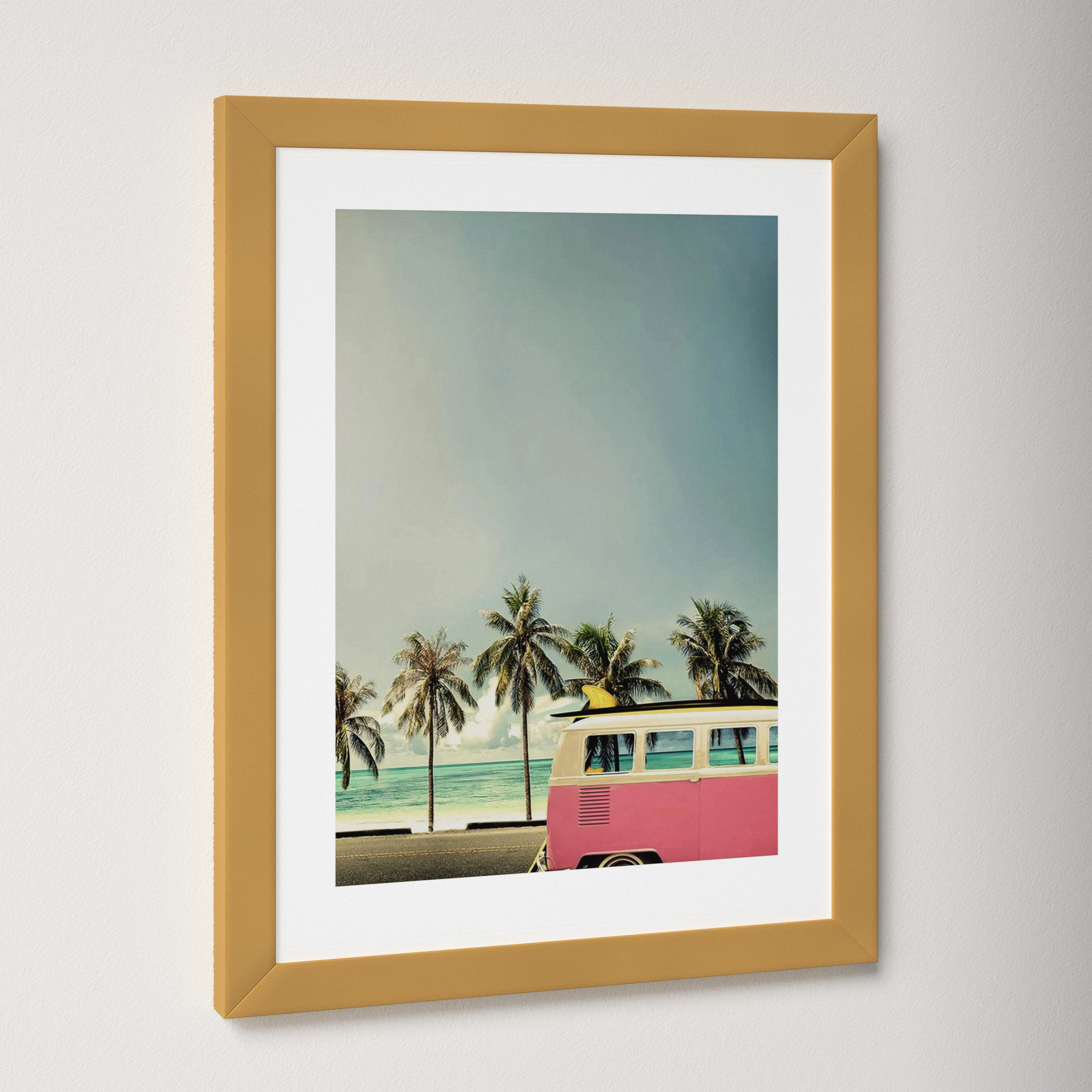 Surf Bus Pink by Design Fabrikken, Gold, 15.25" H x 12" W x 0.75" D