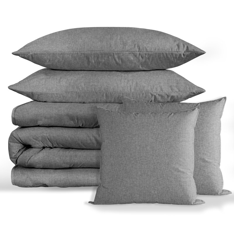 Ensemble de couvre-lit, Couvre-lit très grand + 2 taies décoratives + 2, Gris