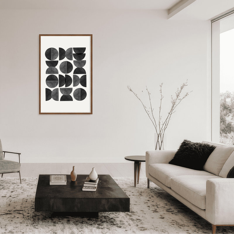 Abstract Mid Century, Geometric by  - Picture Frame Painting on Paper, 36" H x 24" W x 1.125" D, Black, Framed Matted Print