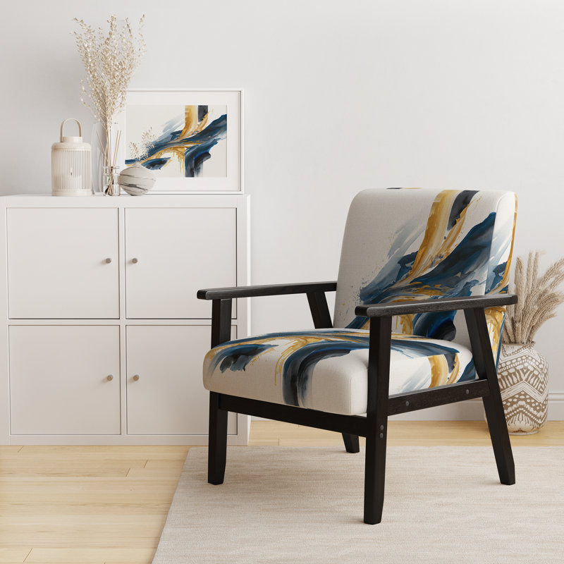 Stylish Spiral Abstract VI - Velvet Upholstered Modern Arm Chair, Spiral Pattern Accent Chair
