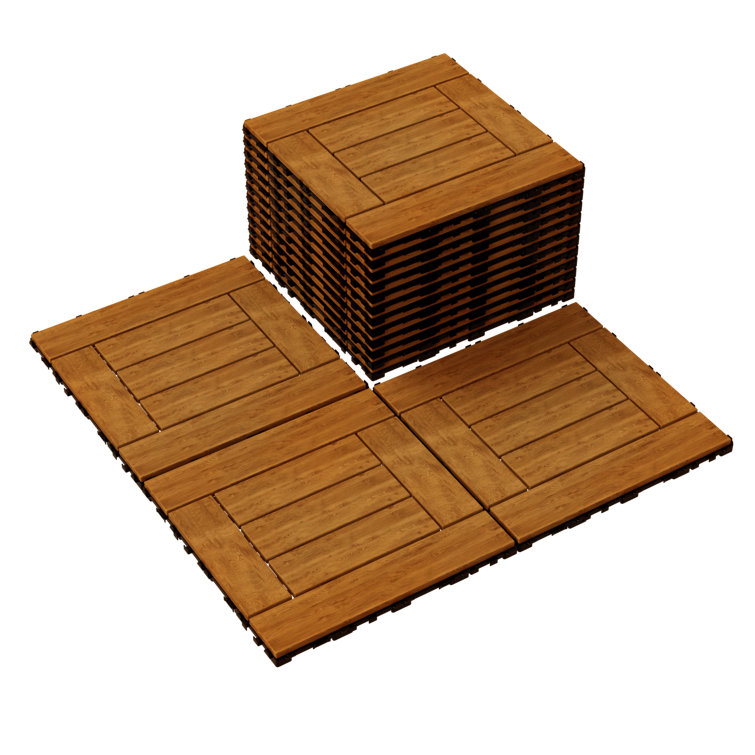 12'' x 12'' Wood Interlocking Deck Tile(Set of 10)