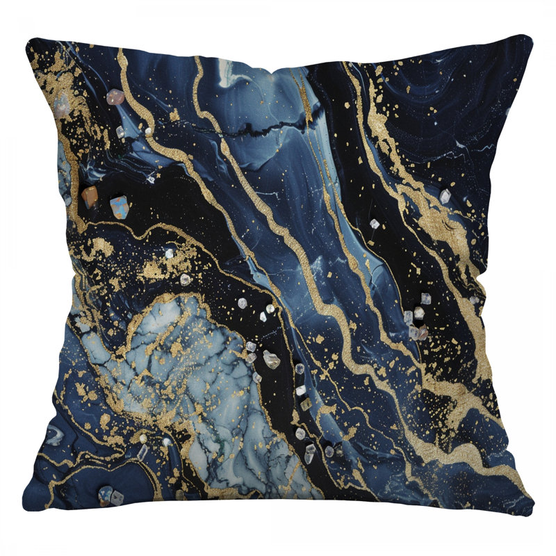 Coussin en marbre, sergé de coton moderne, H 16 po x l 16 po