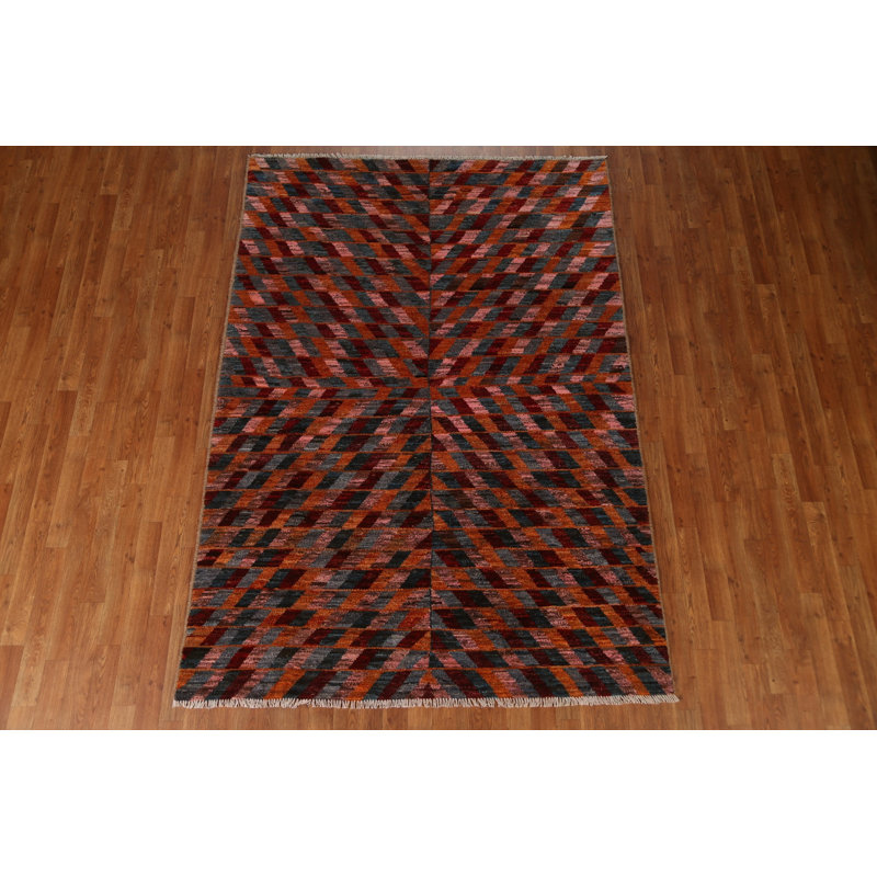 Tapis contemporain marocain noué à la main 6 x 8