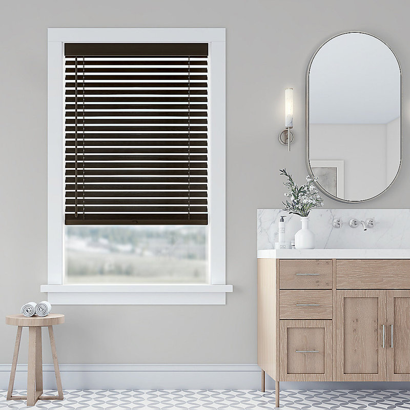 LEVOLOR Custom Cordless Faux Wood Horizontal Blind, Harmony Collection, Espresso, 39" W x 64" L