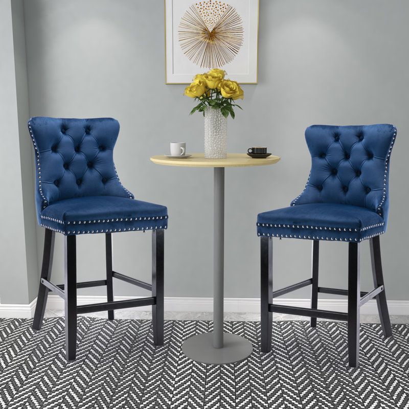 Tabouret de bar 27,2 po Avyonna, Bleu marine, Noir
