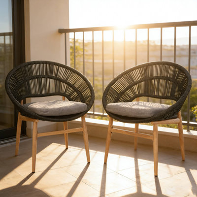 Ensemble de 2 chaises d'extérieur de style Papasan pour les brunchs de jardin et les rassemblements de loisirs de patio