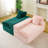Green&Pink Turtle Velvet Double Chaise Lounge Multifunctional Lazy Sofa-843493911